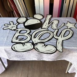Oh Boy Mickey Sign Wood Laser Cut 41” Wide