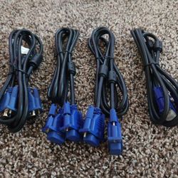 5ft Blue VGA Cables Gaming Computer PC Desktop Home Office School Dorm