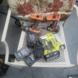 Ryobi 23 gauge 18v pin Nailer And Rigid  Batteries 