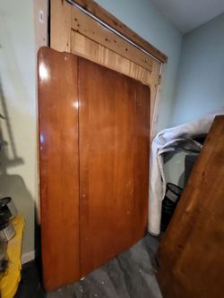 Vintage drop-leaf solid wood table.