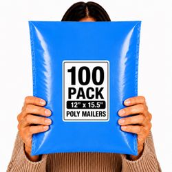 Blue Poly Mailer Shipping Bags – Bulk Pack (12”x15.5”) (100 Pack)