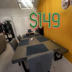 Grey Wooden Table And Seats