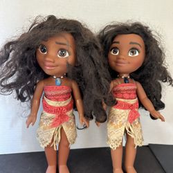 Disney Moana Dolls Lot of 2 Jakks Pacific - 1 Working Light & Sound