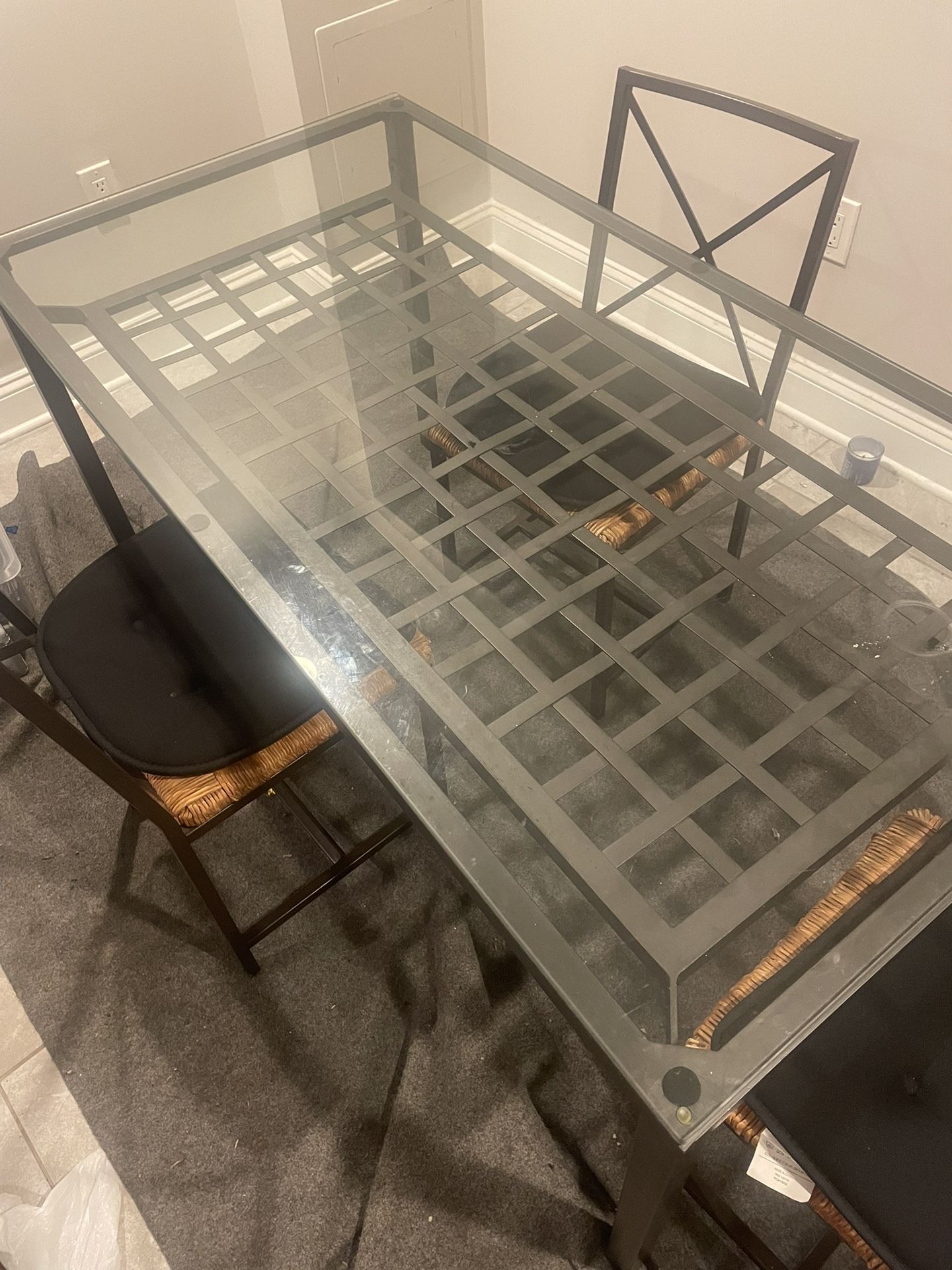 Glass Table And 4 Chairs