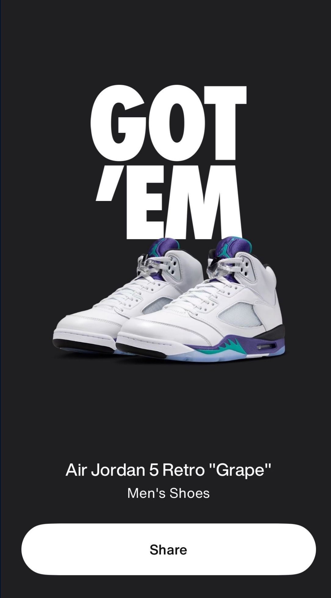 Jordan 5 Grape Size 13