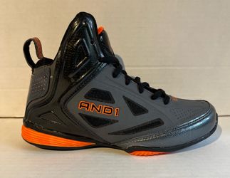 AND1 Basketball Shoes Gray/Black/Orange High Top Sneakers - Youth Size 3 NEW