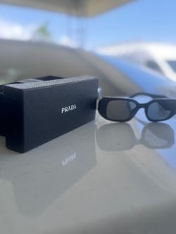 Prada Black Rectangular Sunglasses with Case