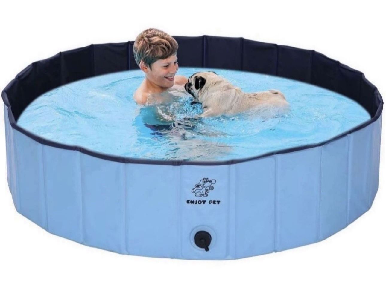 ENJOY PET Foldable Dog Pool for Large Dogs, Portable Kiddie Pool, Collapsible Pet Bath Pools for Dogs, Swimming Pool for Kids Children Ball Pits Kiddi