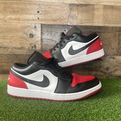 Nike Air Jordan 1 Low Bred Toe 2.0 White-Black-Red Size 13 [553558-161]