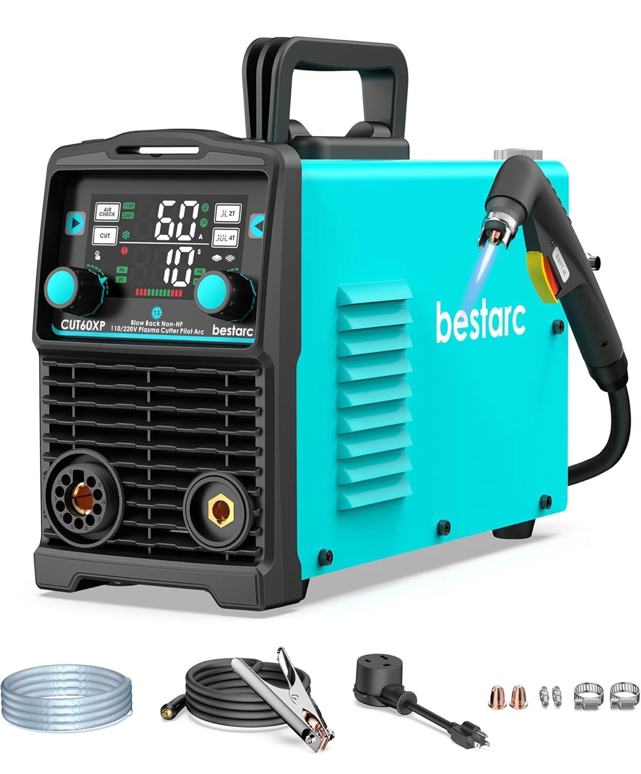 Plasma Cutter, 60Amps Blow Back Pilot Arc with Air Sensor Technology, LED Large Screen Display, 110/220V Dual Voltage, IGBT Inverter BRAND NEW