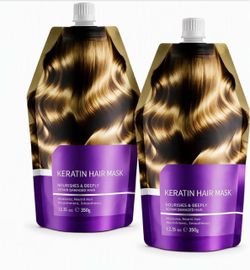 [2-Pack] Hydrolyzed Keratin Hair Mask - Intensive Deep Conditioner for Dry Damaged Hair - Professional Repair & Frizz Control - 2 x 12.3 oz (350g) Squ