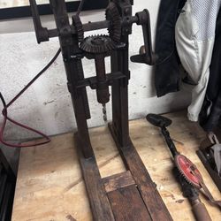 Antique Hand Crank Drill Press + Vintage Tools – Moving Sale