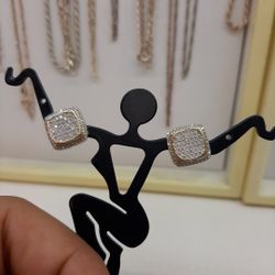 10k Gold Pair Of Diamond Earrings 