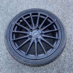 1 Only - 255/35zr18 5x120 5x4.72 Bmw Chevy Camaro Wheel Rim Good Treads Tire!!