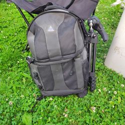 Camera/ Gaming Backpack With Tripod And Resting Chair 