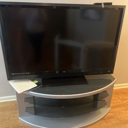 Silver Gray TV Stand with Glass Shelves