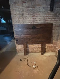 Wooden Plank Headboard with Modern Light