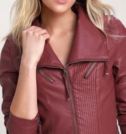 Burgundy Vegan Leather Jacket 