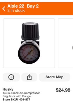 1/4 in. Black Air-Compressor Regulator with Gauge