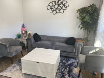 Gray Velvet Tufted Chesterfield Sofa