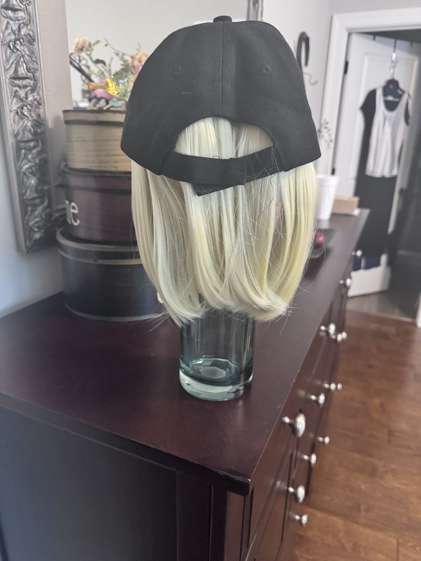Synthetic Hair Wig Attached To Ball Cap