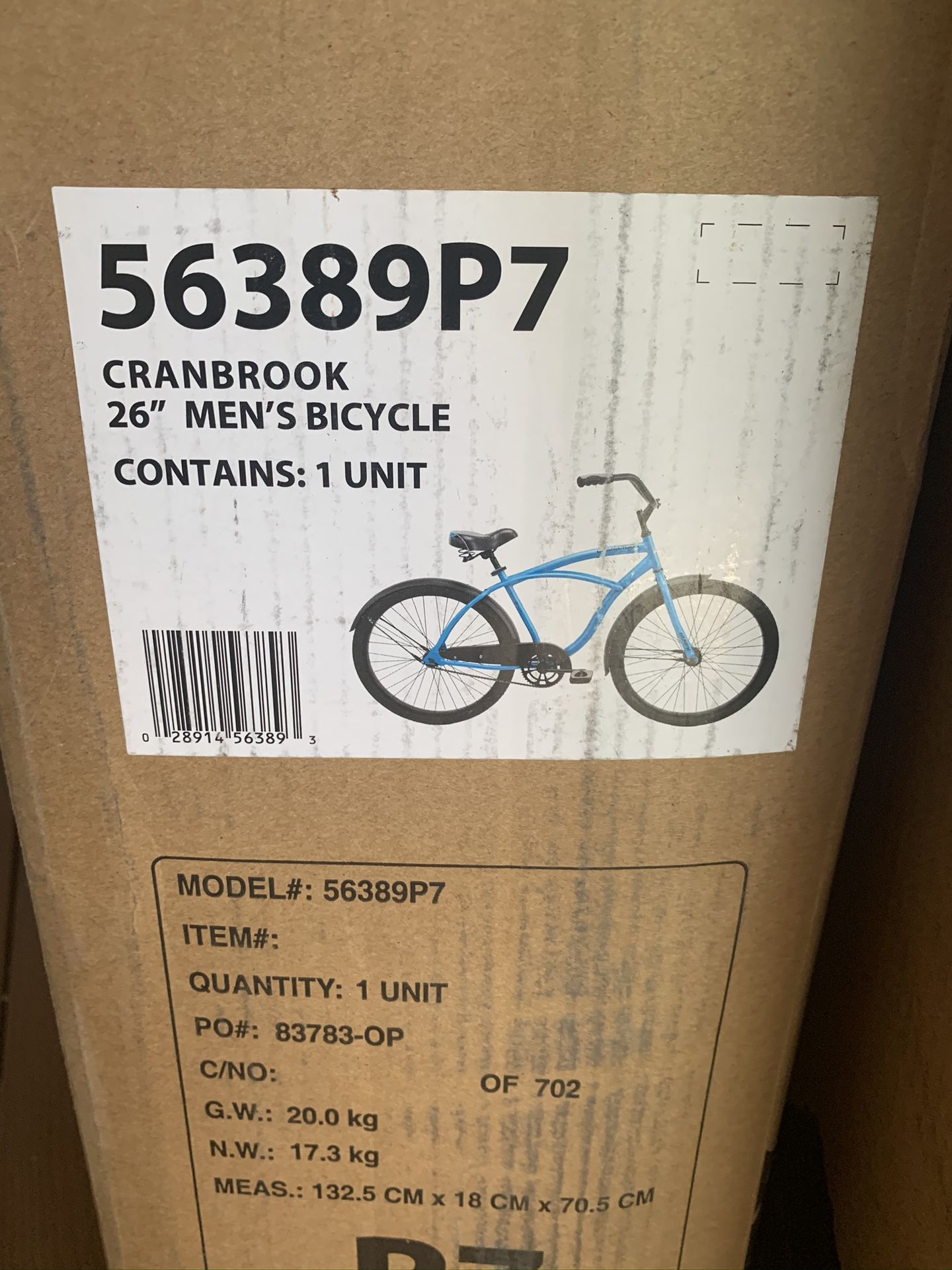 Huffy 26" Cranbrook Men's Comfort Cruiser Bike, Matte Blue Brand new in box.