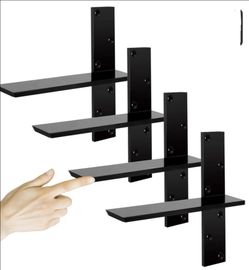 (Brand New in Box)
3/8" Thick Heavy-Duty Floating Shower Bench Brackets - 12" L x 2.5" W Wall Mount Bracket, Free Hanging T Shelf Support Brackets fo
