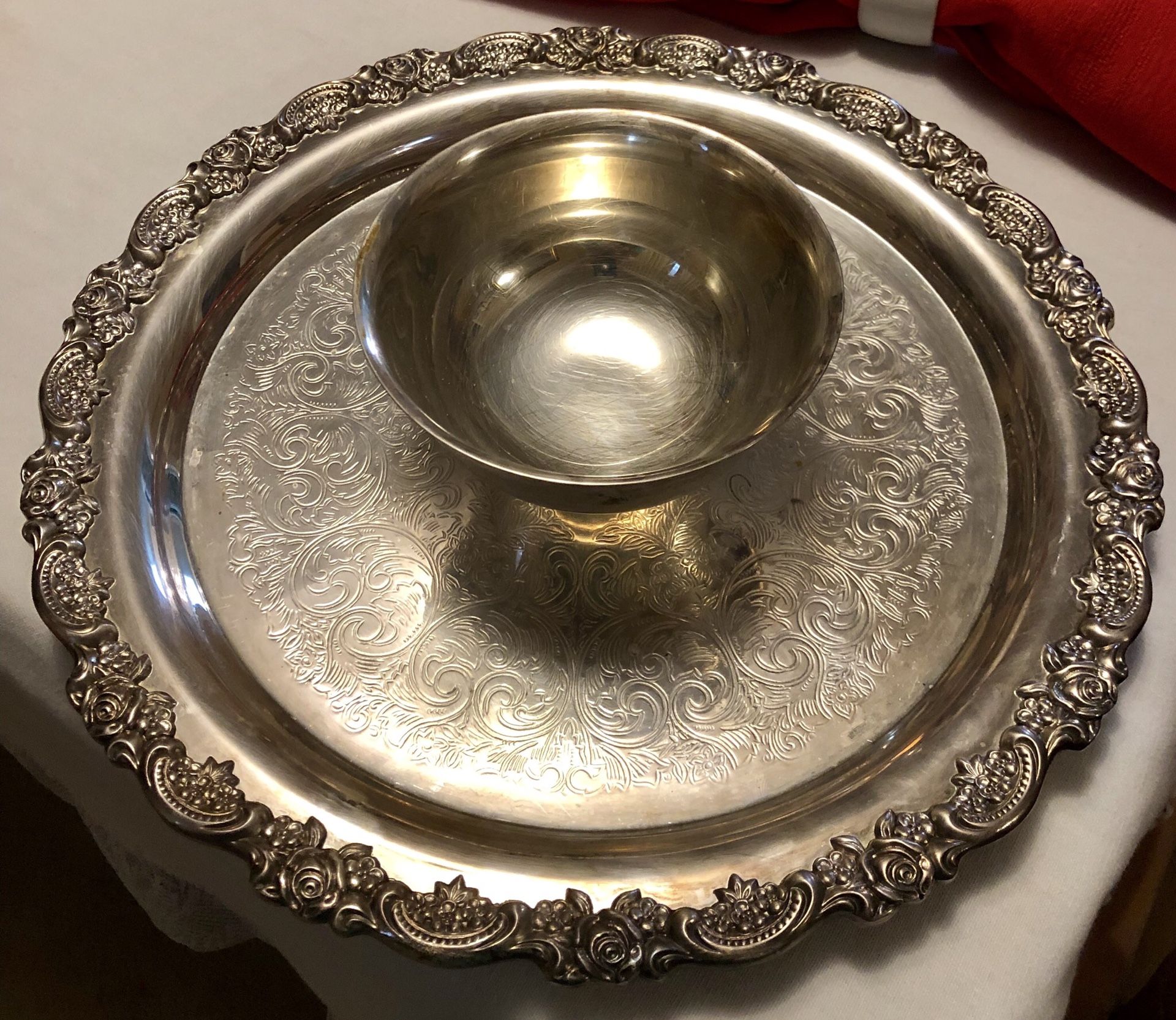 Vintage Wm A. Rogers Silverplated Chip and Dip Serving Tray