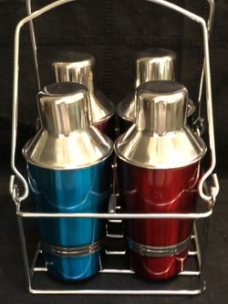 Martini/cocktail Separate Shaker Bottles & holder Aluminum Style
