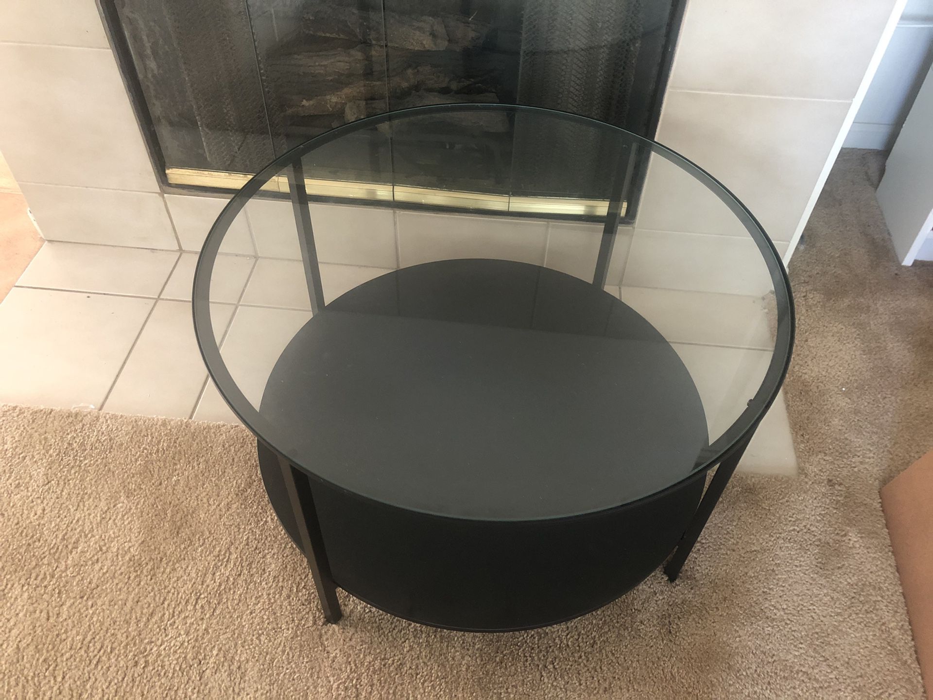 Wrought iron and glass coffee table - great condition