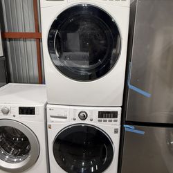 LG white front load washer and gas dryer set