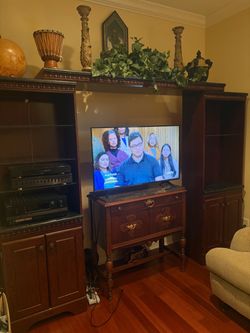 Large Dark Wood Entertainment Center