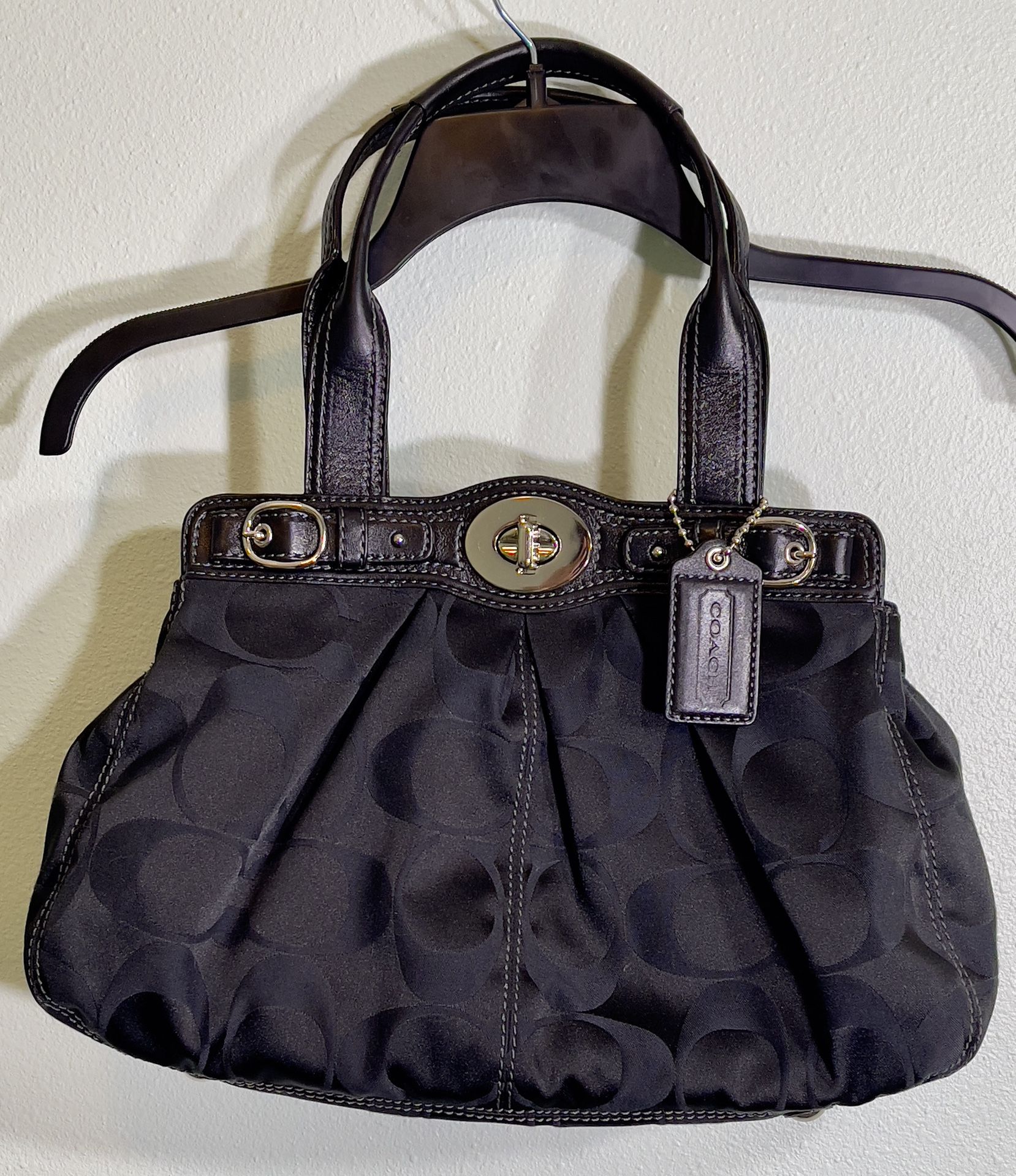Authentic Coach Signature C Canvas Gathered Black Magic Bag