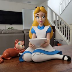 Disney Alice In Wonderland Big Fig Garden Statue Figure Set Dinah The Cat Collectible Figurine Rare