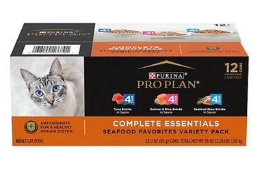 (2) Purina Pro Plan 12 pack Seafood Variety Adult Cat Food