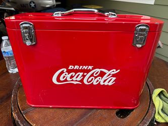 Coca cola airline cooler embossed on both sides with bottle opener great shape stainless inside