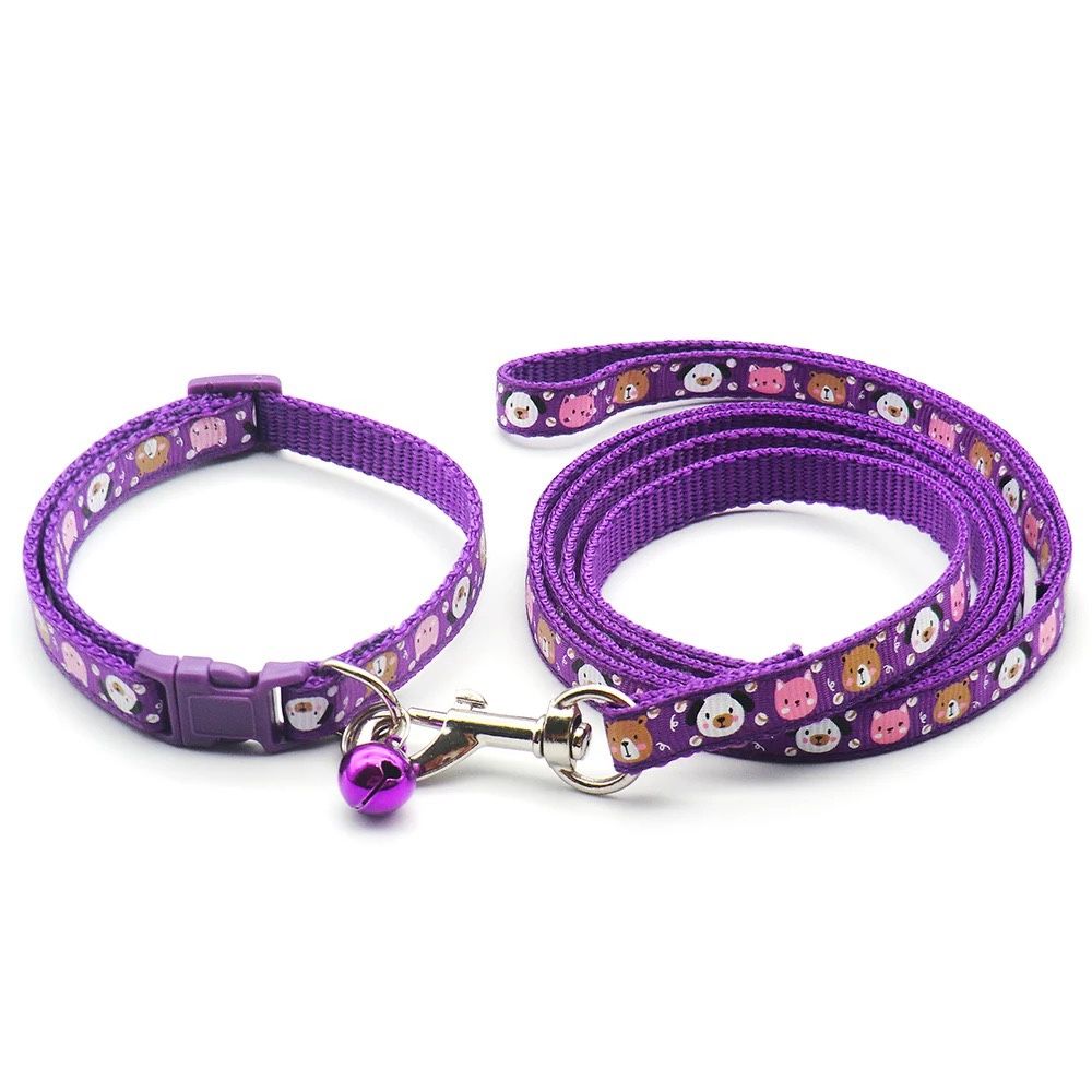 Cute Purple Pet Collar And Leash