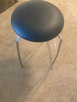 Stool black leather