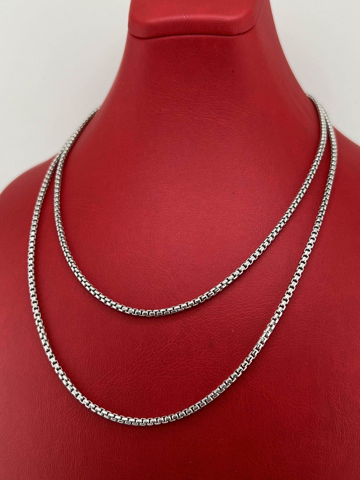 New 925 Sterling Silver BOX Chain Necklace 28” Inches Long 2MM