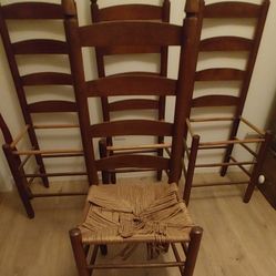 Early 1900's American Antique Ladder Back Chairs