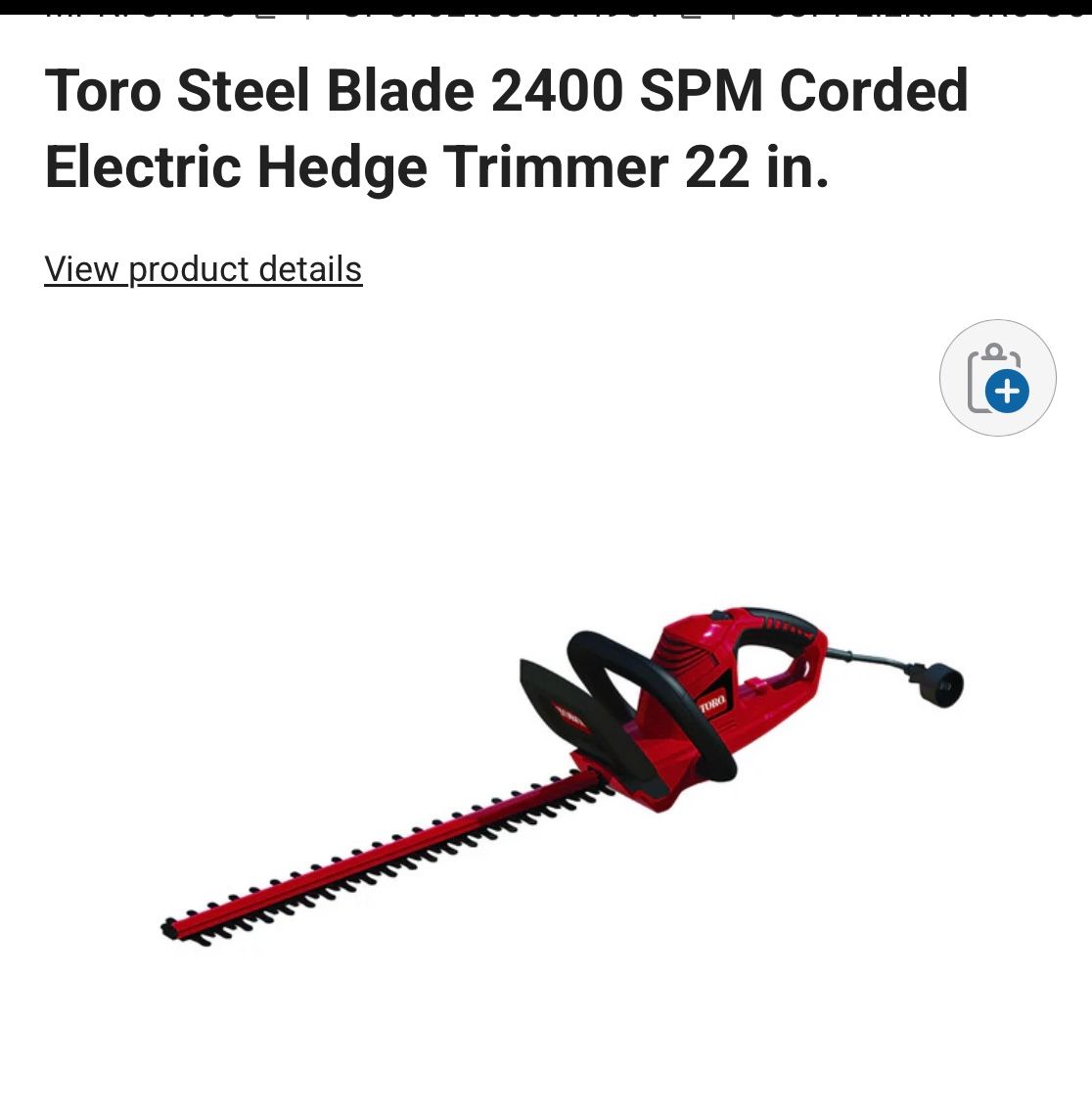 Hedge Trimmer Toro Electric !