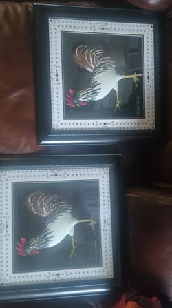 2 Wall Pictures Black Frames Black Back Grounds 