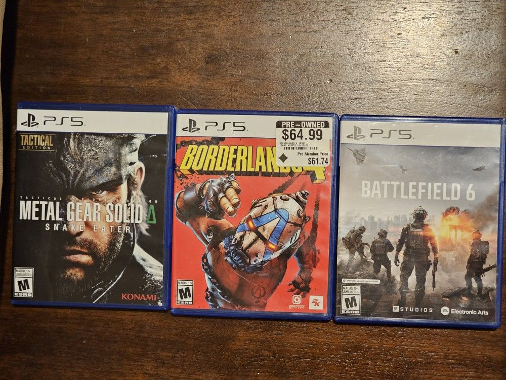 PlayStation 5 PS5 games Metal Gear Solid delta MGS 3 Borderlands 4 and Battlefield 6