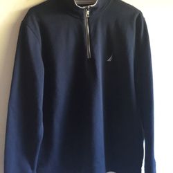 Nautica Men Blue Half Zip Sweatshirt. Medium