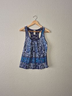 In Bloom by Jonquil Women’s M Blue Paisley Lace Racerback Sleep Tank Boho