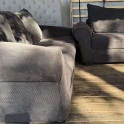 Dark Brown Two Piece Couches With Bed