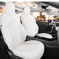 Tesla Model 3 Seat Covers 2017 2018 2019 2020 2021 2022 2023 Costomized Fit White Nappa Leather Car Seat Covers Waterproof Anti-Slip for Tesla Model 3