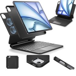 ESR iPad Air 11 Inch Case with Keyboard (M3/M2, 2025/2024) & iPad Pro 11/Air 5th/4th Gen Keyboard, Easy-Set Magnetic Stand, Portrait/Raised Modes, wit