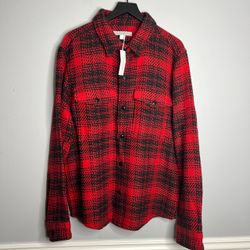 Outerknown Cloud Weave Long Sleeve Button Down Shirt Mens XL Red NWT