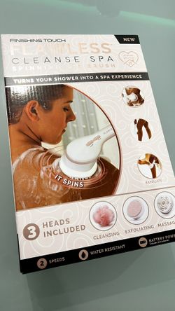 New Finishing Touch Flawless Cleanse Spa, Electric Body Brush- with 3 Multi-Purpose Cleansing Heads for a Full Body Spa Experience
